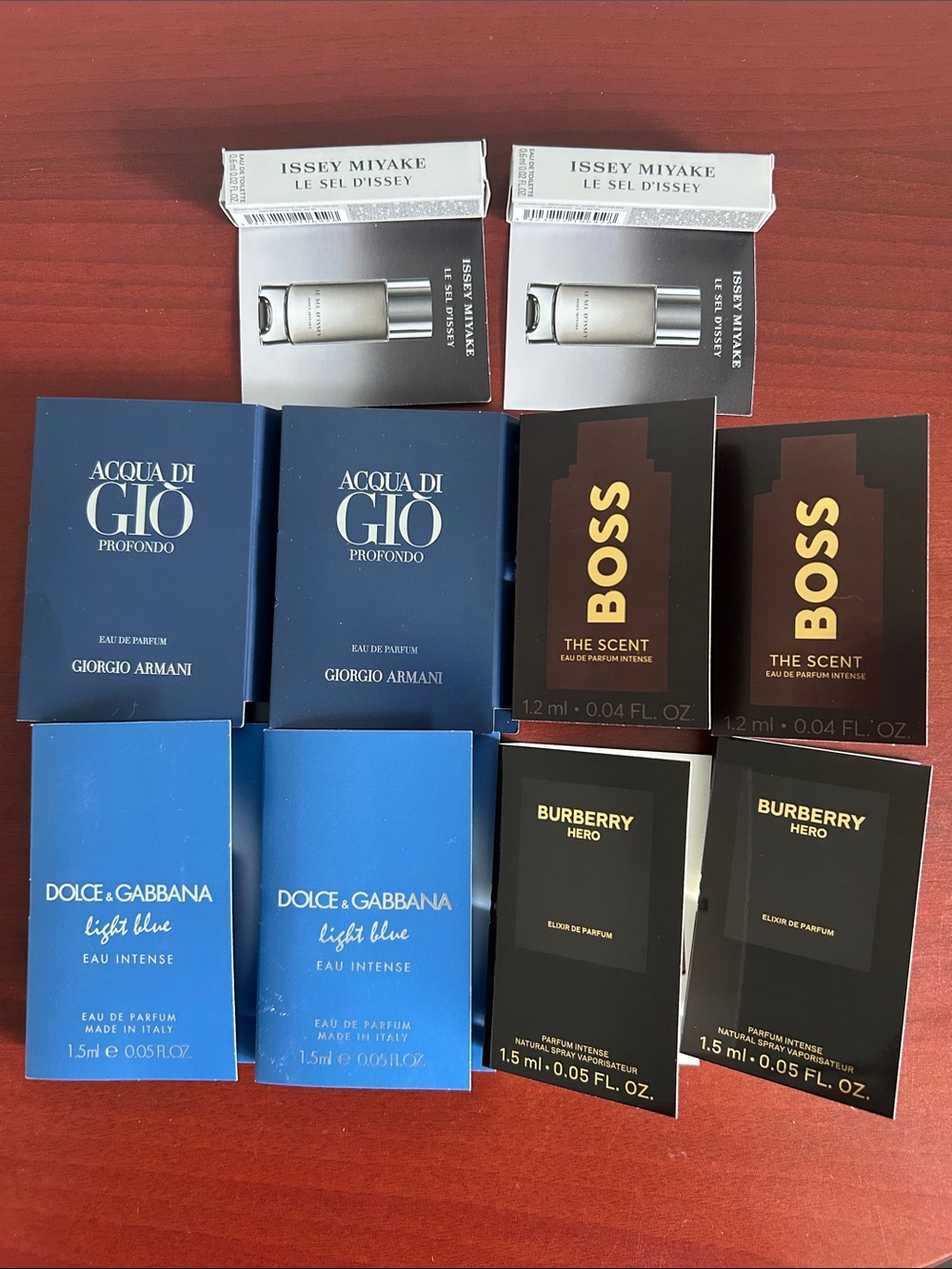 10 assorted men’s samples